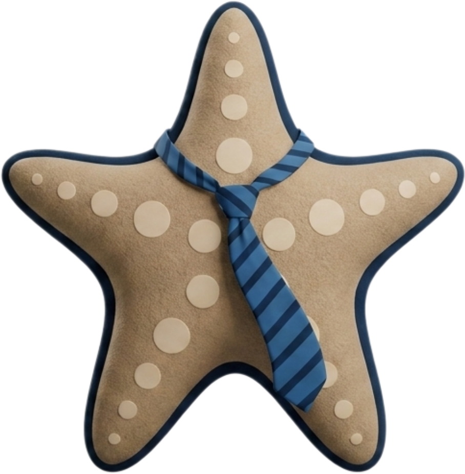 The Business Casual mark: a starfish wearing a striped necktie